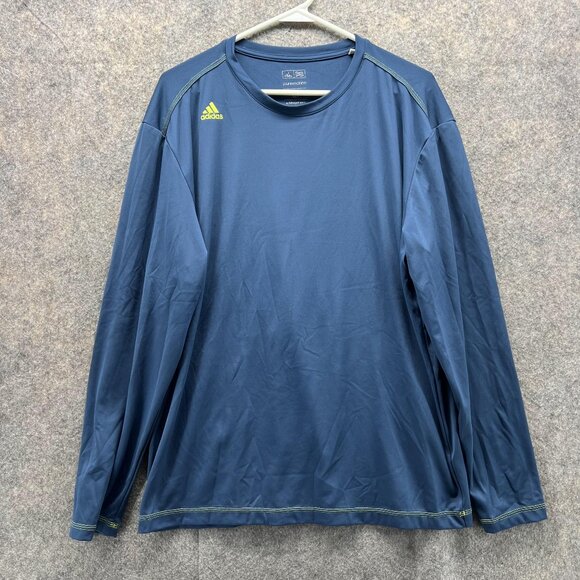 Adidas Shirt Men Medium Adult Blue Navy Pure Motion Polyester Crewneck Spandex - Picture 1 of 14